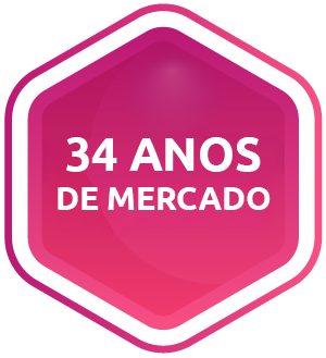 selo ilustrativo de mais 34 anos de mercado