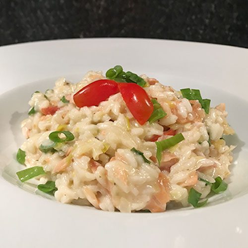 imagem da receita de Risoto de salmão defumado